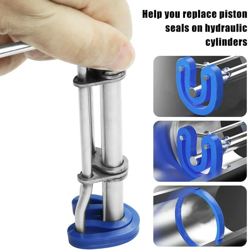 Illustration showing common mistakes to avoid when using a hydraulic cylinder piston removal tool.